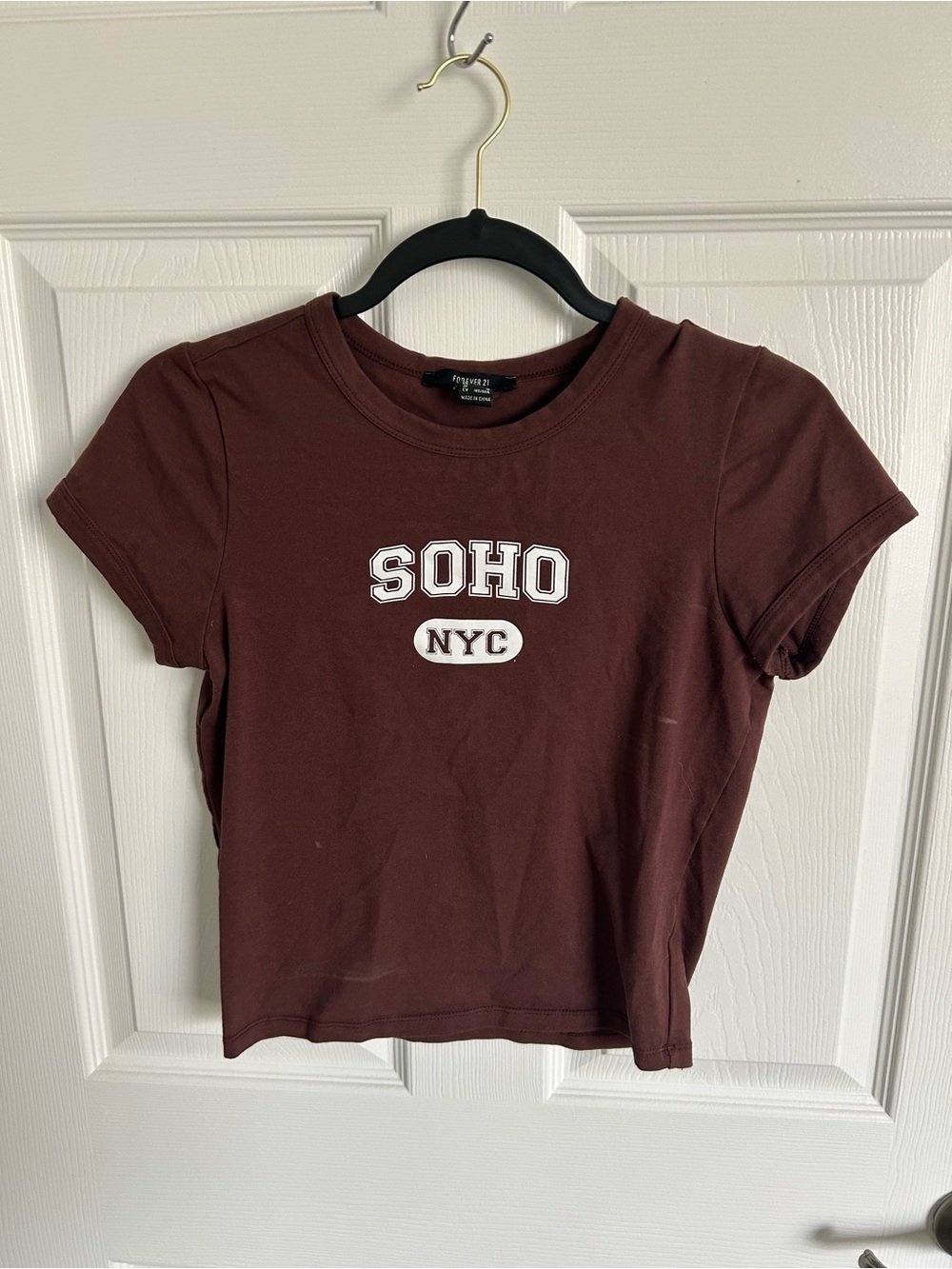 Forever 21 Women’s SOHO NYC Short Sleeve Tee - Brown